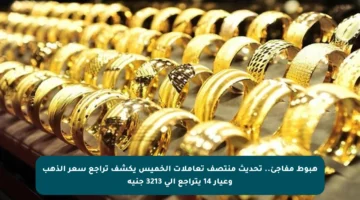 هبوط مفاجئ.. تحديث منتصف تعاملات الخميس يكشف تراجع سعر الذهب وعيار 14 يتراجع إلى 3213 جنيه